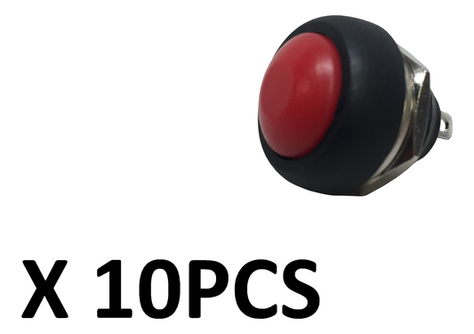 Pactrade Marine 10pcs Car Mini Round Red Push Button Switch Momentary On-Off