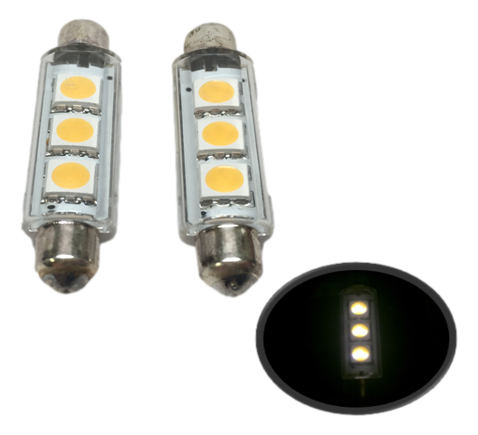 2 PCS MARINE AUTO RV TRAILER BUS VEHICLE LED BULB FESTOON TYPE WARM WHITE LIGHT