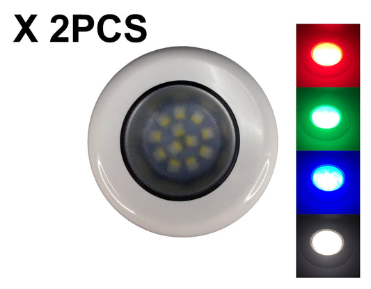 Pactrade Marine RV Boat Pontoon Red Green Blue White LED Courtesy Ceiling Light White Plastic Housing Glare Free Illumination Lens Energy Saving12V DC (Surface/Flush Mount)