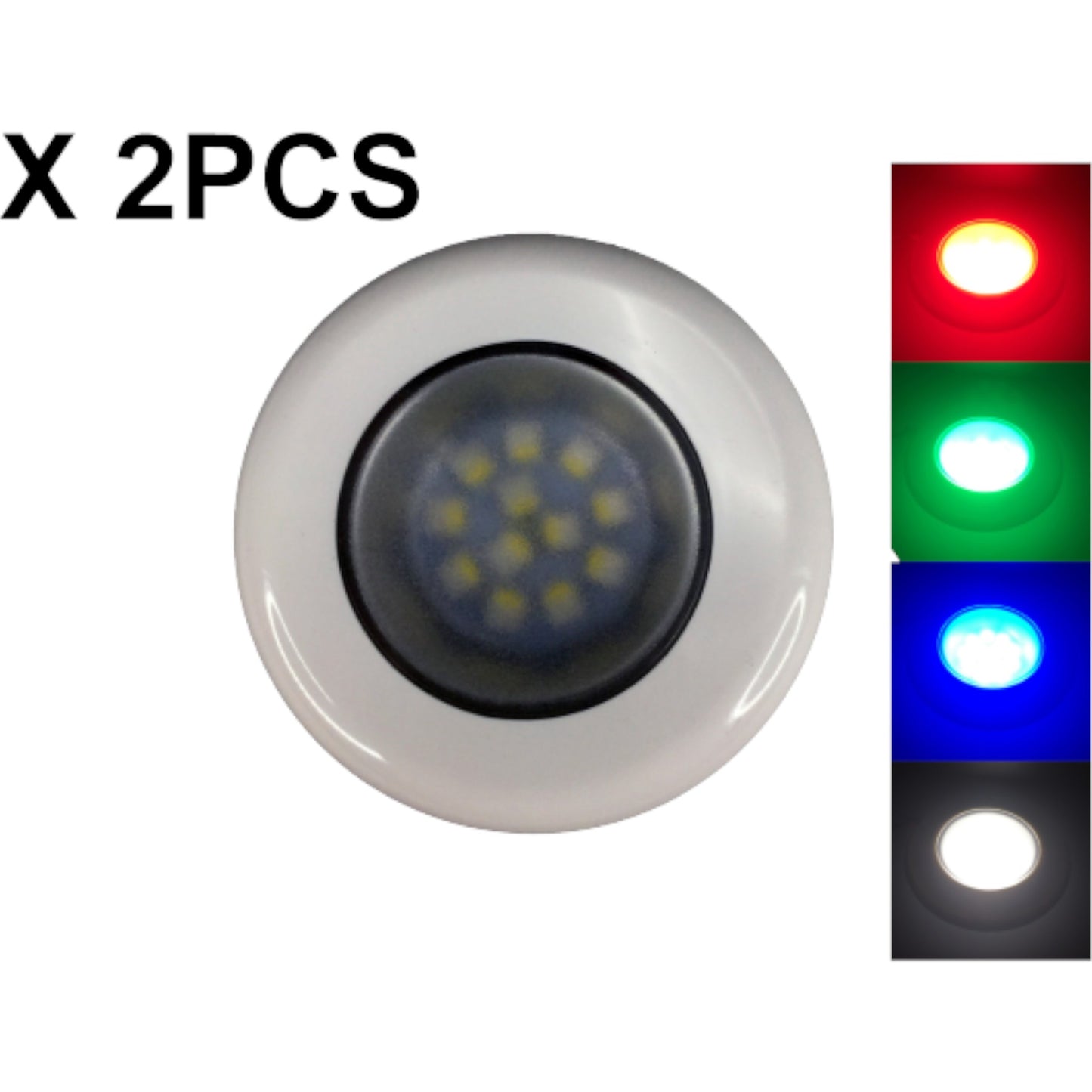 Pactrade Marine RV Boat Pontoon Red Green Blue White LED Courtesy Ceiling Light White Plastic Housing Glare Free Illumination Lens Energy Saving12V DC (Surface/Flush Mount)