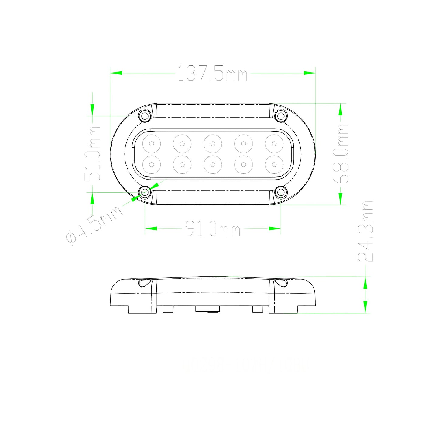 Pactrade Marine Ultra Bright White LED Stainless Steel Underwater Light Surface Mount