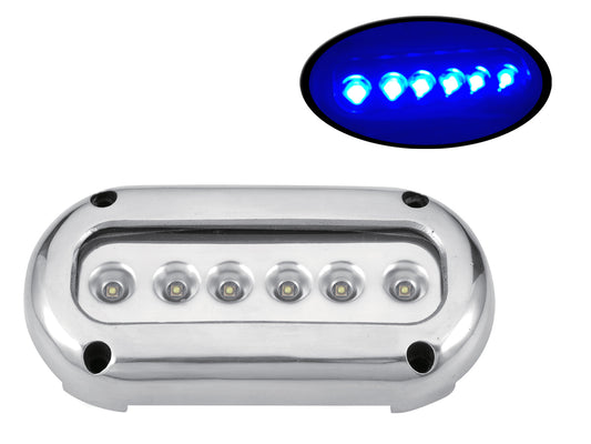 SUPER BRIGHT S.S.316 MARINE OCEAN BLUE UNDERWATER LIGHT UNIT BOAT 6 LED 14W