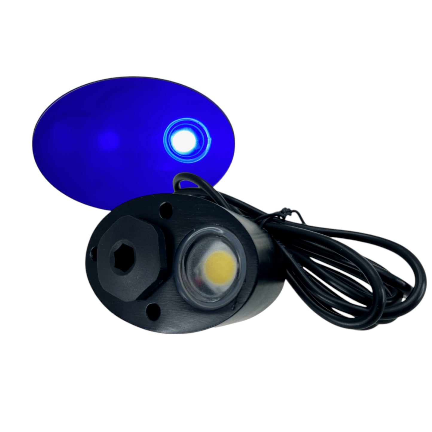 Pactrade Marine Black Aluminum Housing Plug / Transom Light DC10-30V / 6.3W LED Waterproof IP68 10W per LED Lengthy Wired with Screws Interior Temperature Control (120LM LED - Blue)