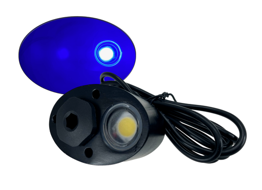 Pactrade Marine Black Aluminum Housing Plug / Transom Light DC10-30V / 6.3W LED Waterproof IP68 10W per LED Lengthy Wired with Screws Interior Temperature Control (120LM LED - Blue)