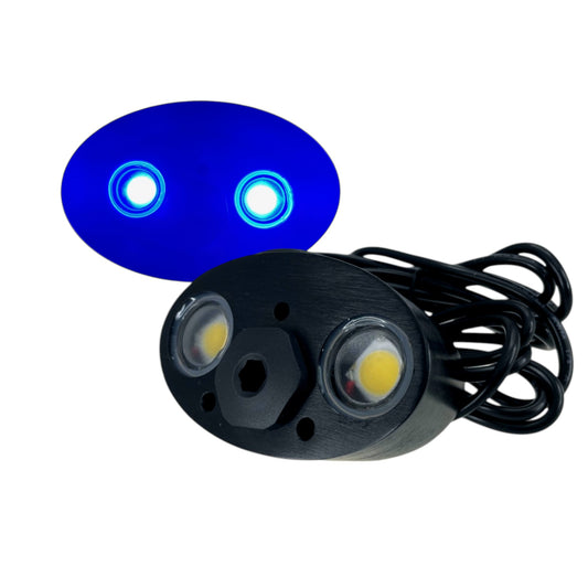 Pactrade Marine Black Aluminum Housing Plug / Transom Light DC10-30V / 6.3W LED Waterproof IP68 10W per LED Lengthy Wired with Screws Interior Temperature Control (240LM LEDs - Blue)