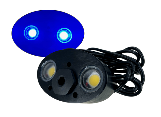 Pactrade Marine Black Aluminum Housing Plug / Transom Light DC10-30V / 6.3W LED Waterproof IP68 10W per LED Lengthy Wired with Screws Interior Temperature Control (240LM LEDs - Blue)