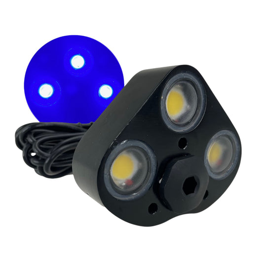 Pactrade Marine Black Aluminum Housing Plug/Transom Light DC10-30V LED Waterproof IP68 10W per LED Lengthy Wired with Screws Interior Temperature (120 LM LED - 3pcs Blue)