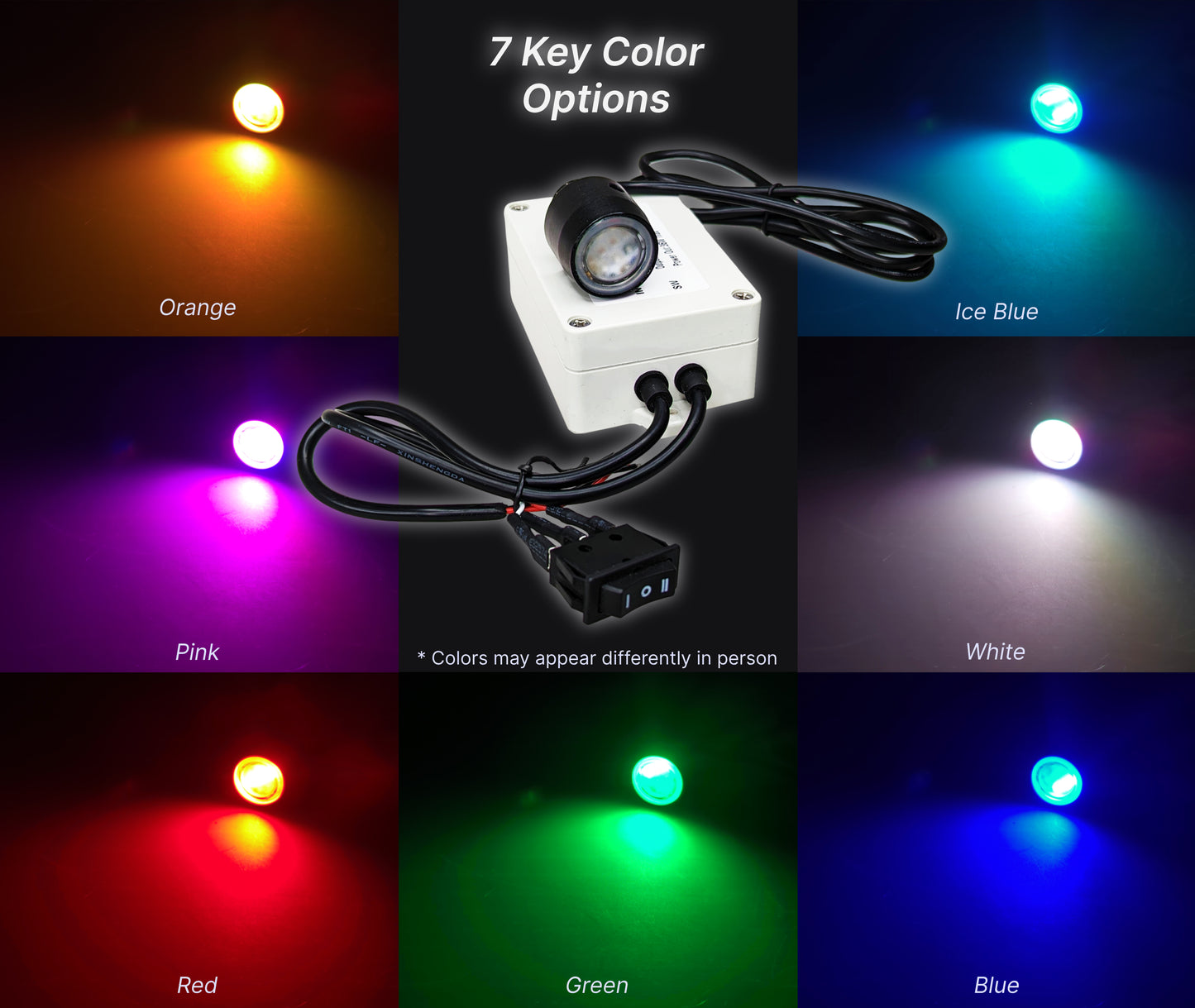 Pactrade Marine Multicolor Drain Plug Underwater Transom LED Boat Light - NPT 1/2 Inch-14 IP68 High Power RGB Kit with Remote Control - 20 Colors, 4 Color-Changing Modes