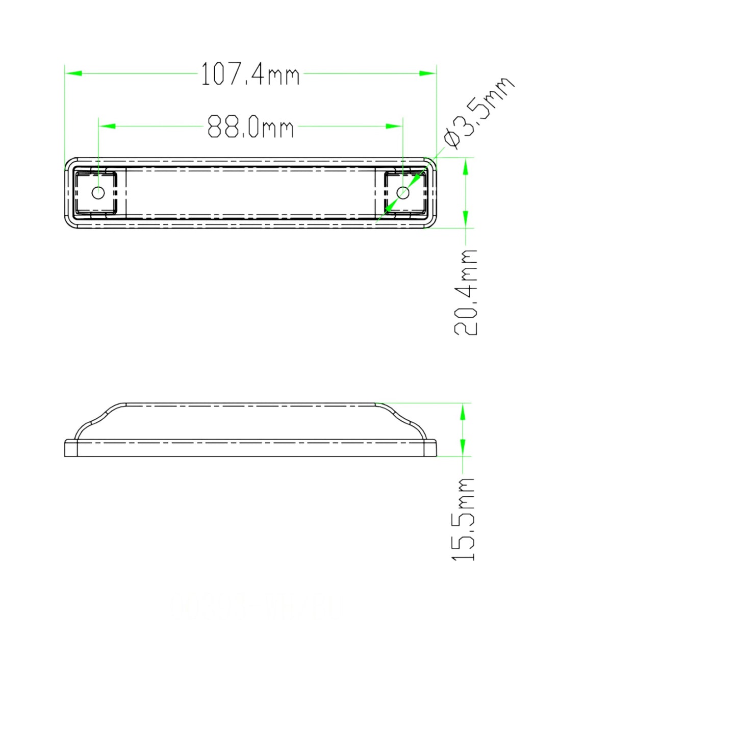 Pactrade Marine Boat White LED Strip Light 73LM Surface Mount 12V 1.2W IP67 4500K 4.2X0.8