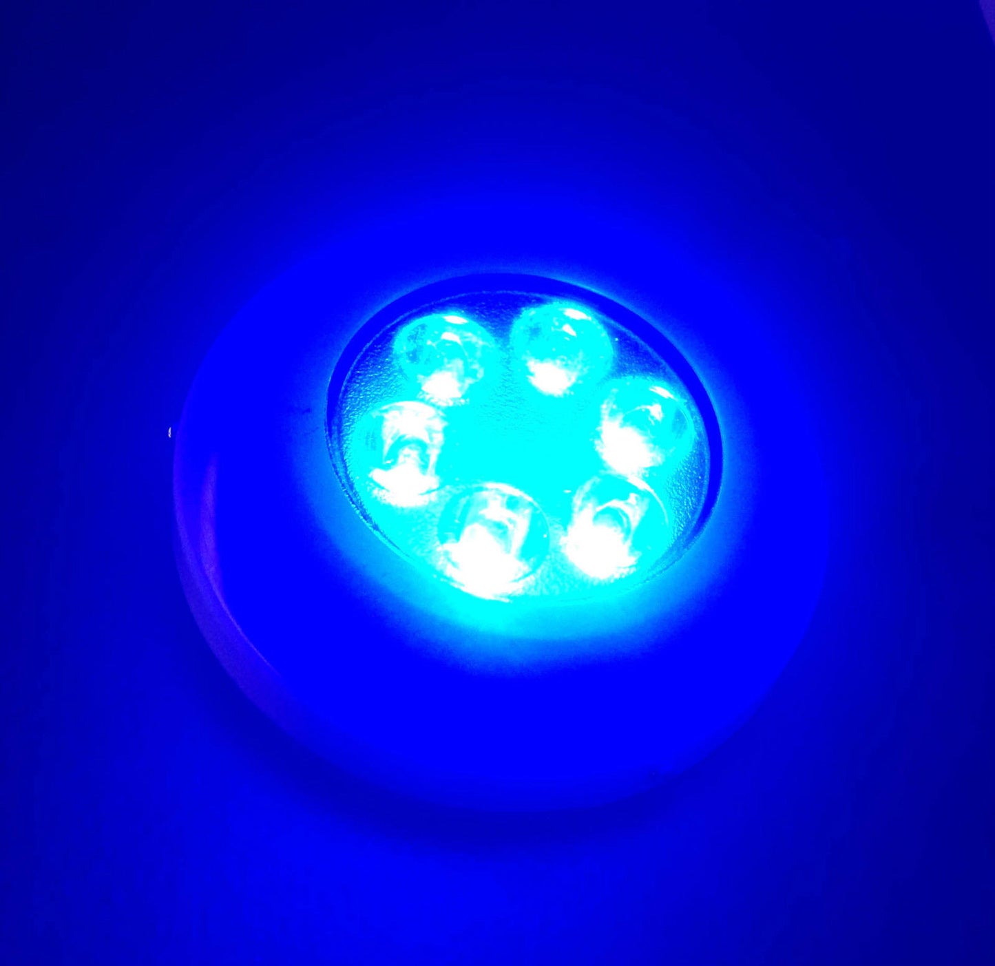 SUPER BRIGHT ROUND POLYMER MARINE BLUE UNDERWATER LIGHT BOAT 6 LED 12W FISHING