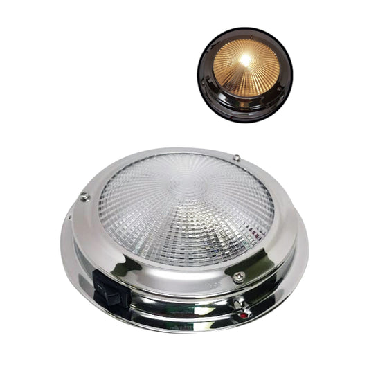 Pactrade Marine Interior Ceiling Dome Light 12V Boat RV Room Cabin Surface Mount Stainless Steel 304 Build-in Rocker Switch ON/OFF Clear Polycarbonate Lens