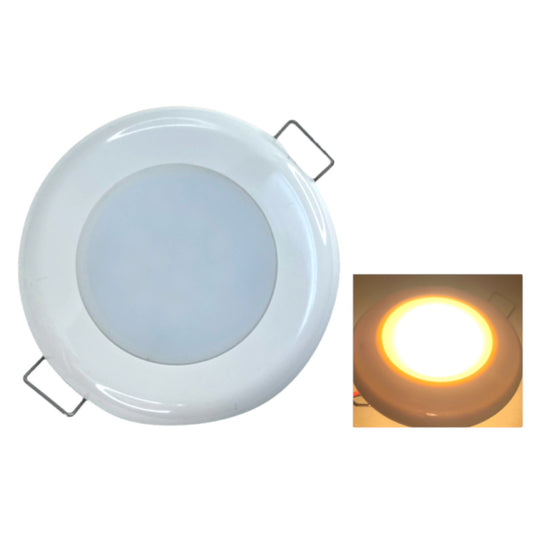 Pactrade Marine RV Boat Pontoon LED Courtesy Ceiling Light Glare Free Illumination Lens Energy Saving 12V DC Spring Flush Mount 2-3/4" Overall Dia., 1-15/18" Lens Dia. (PC Housing, Warm White LED)