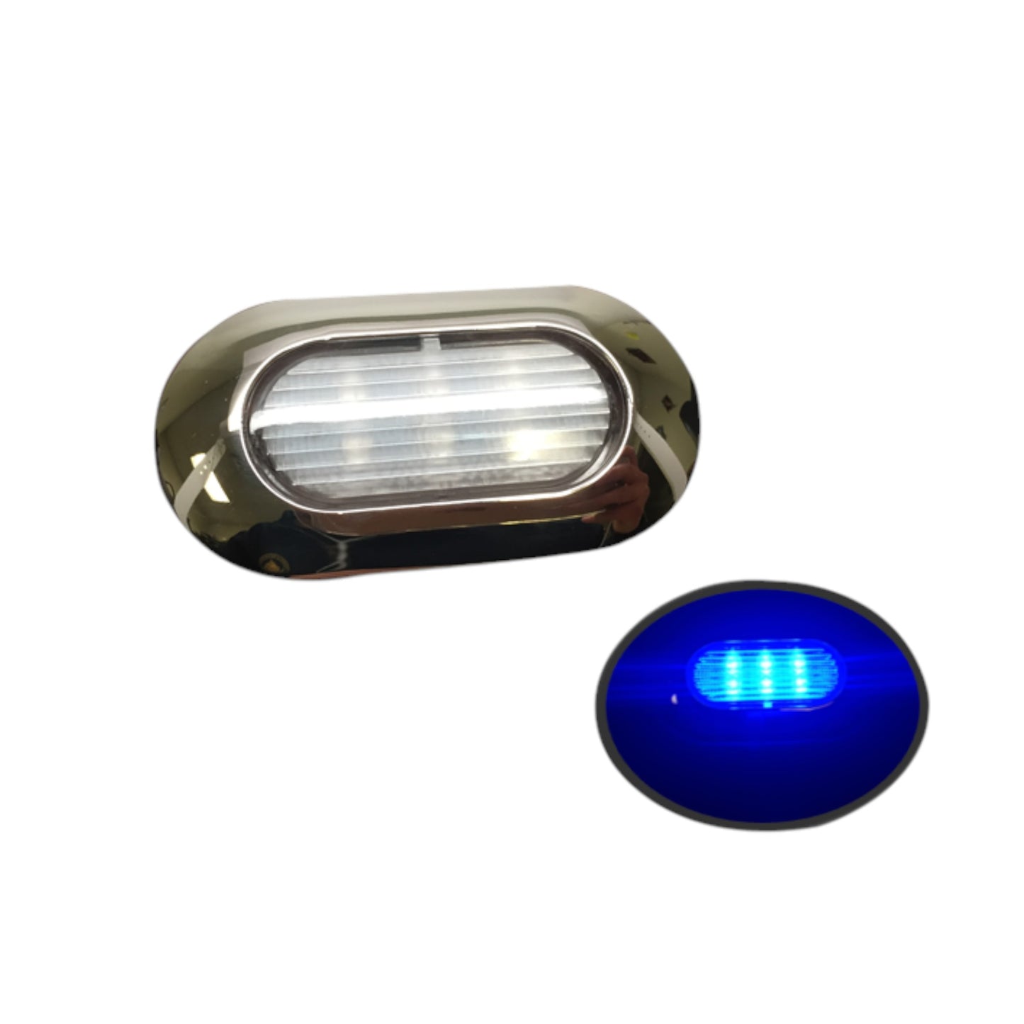 Pactrade Marine Boat Blue LED Light SS304 Housing Surface Mount 12V 22 Lumen IP67 6 LEDs