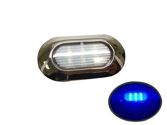 Pactrade Marine Boat Blue LED Light SS304 Housing Surface Mount 12V 22 Lumen IP67 6 LEDs