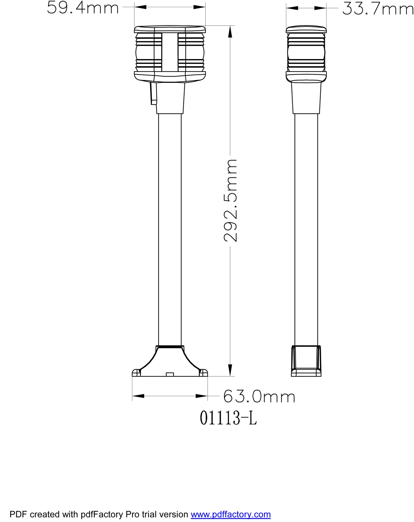 Pactrade Marine 11 1/2'' Festoon Bulb Stern Anchor Masthead Light S.S. Pole