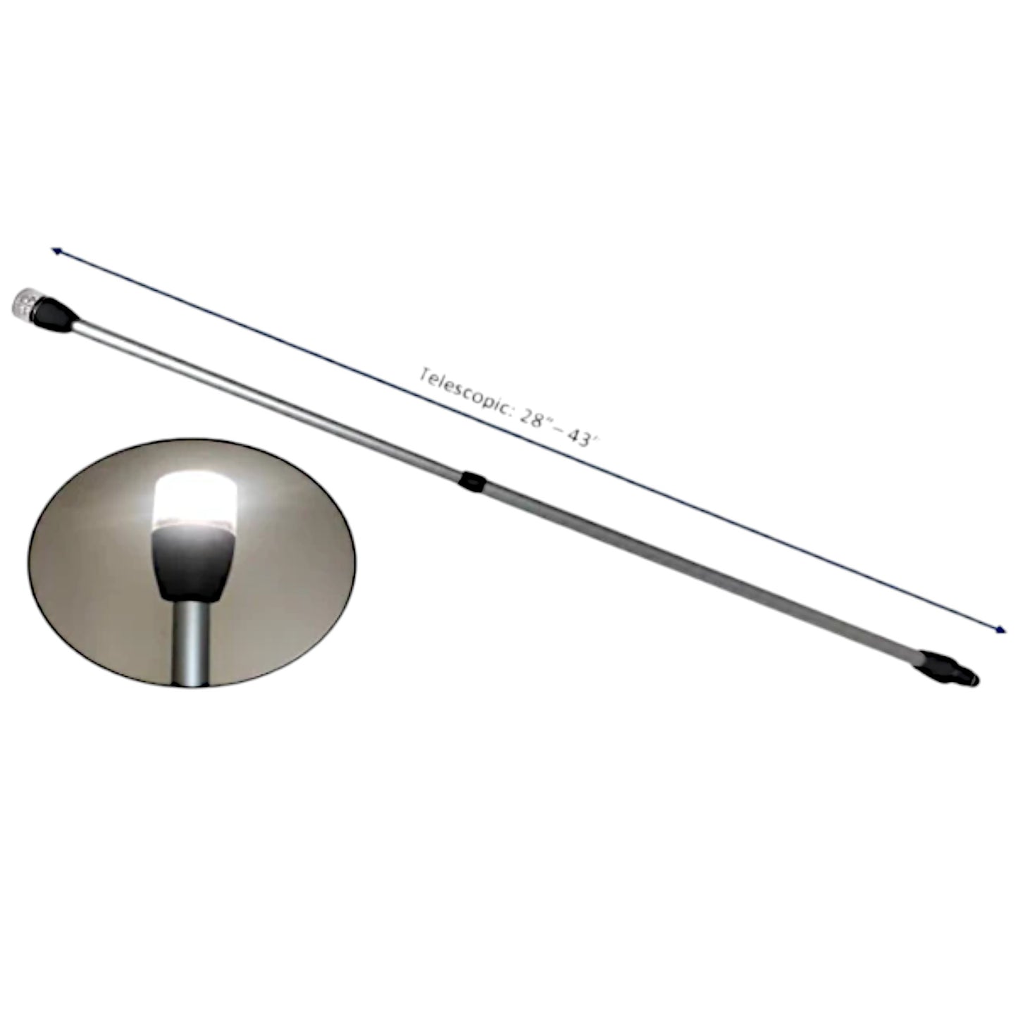 Pactrade Marine LED 28-43" All-Round Long White Stern Light Plugin Aluminum Pole Telescopic