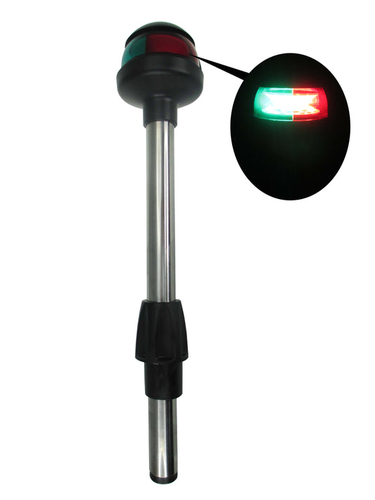 Pactrade Marine LED Green Red Navigation Bow Light 12" SS304 Pole Collar Plug in