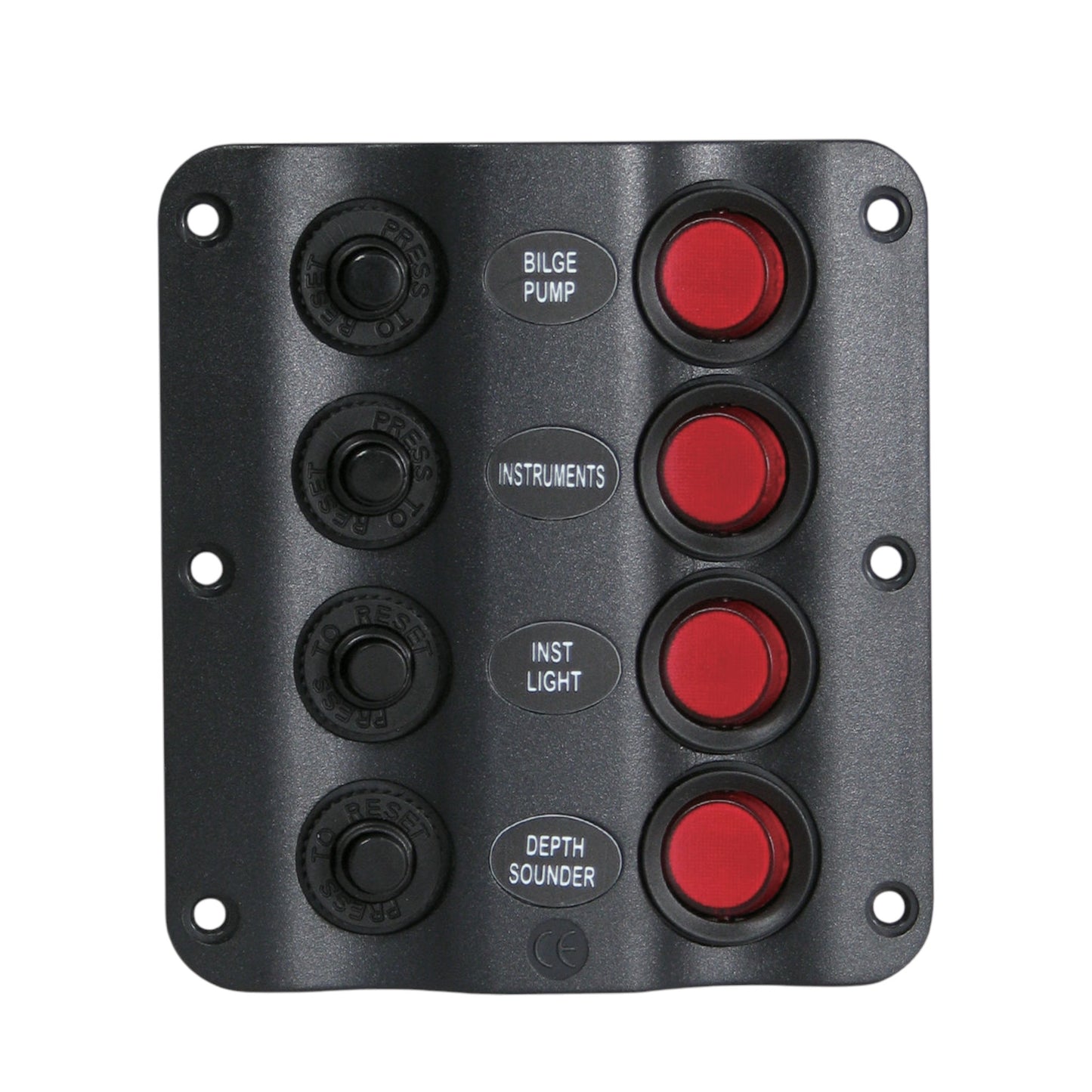 Pactrade Marine Boat Splashproof Wave Design Switch Panel UL LED Indicator