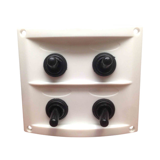 Pactrade Marine Boat White Waterproof Switch Panel with Fuses & Neoprene Cap Switches