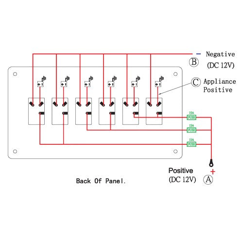 Pactrade Marine Boat 6 Gang Waterproof Switch Panel ODM