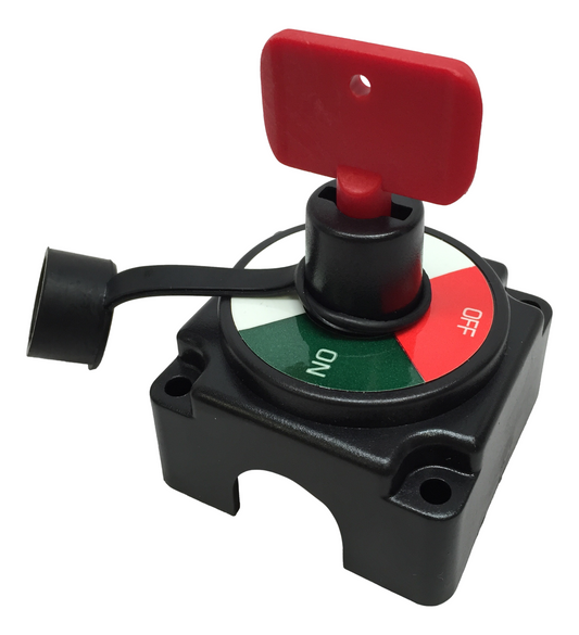 MARINE BOAT MINI BATTERY SWITCH REMOVABLE POM KEY RED GREEN LABEL 2P ON-OFF 12V