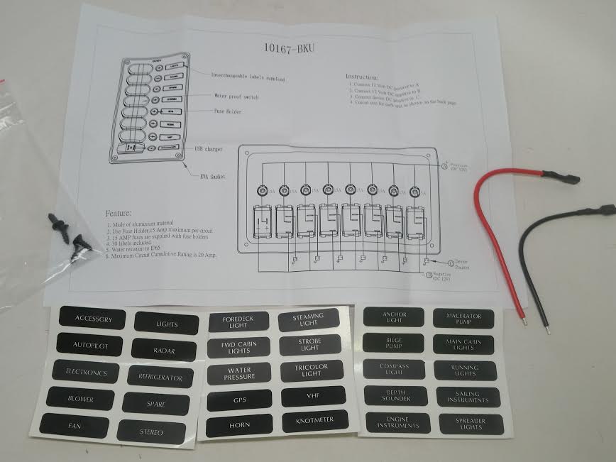 Pactrade Marine Boat LED Waterproof Aluminum Switch Panel W/ USB Charger 5X9.5"