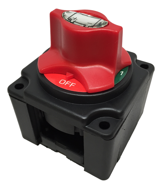 MARINE BOAT MINI BATTERY SWITCH WITH POM KNOB 360 DEG. RED GREEN LABEL 4P 12V