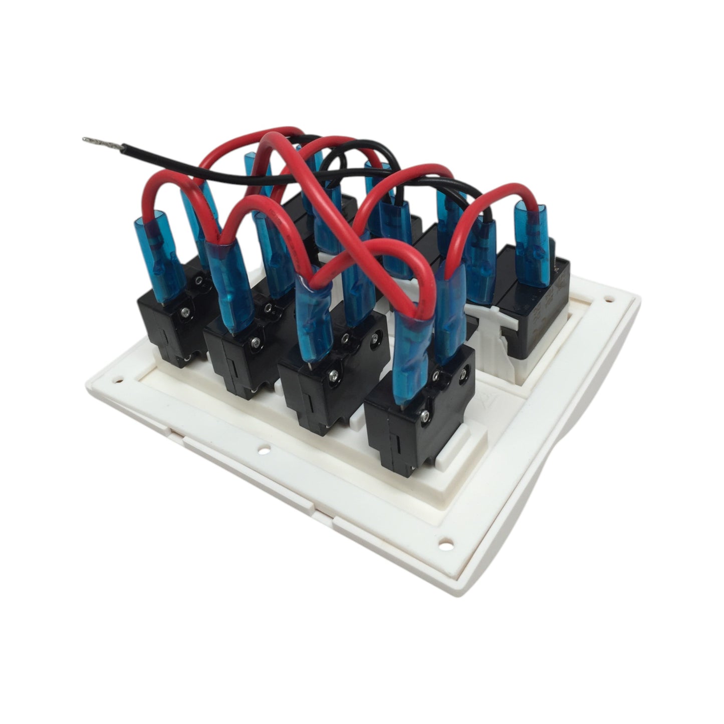 Pactrade Marine Boat Waterproof White Switch Panel 4 Gang Blue LED Rocker Circuit Breaker