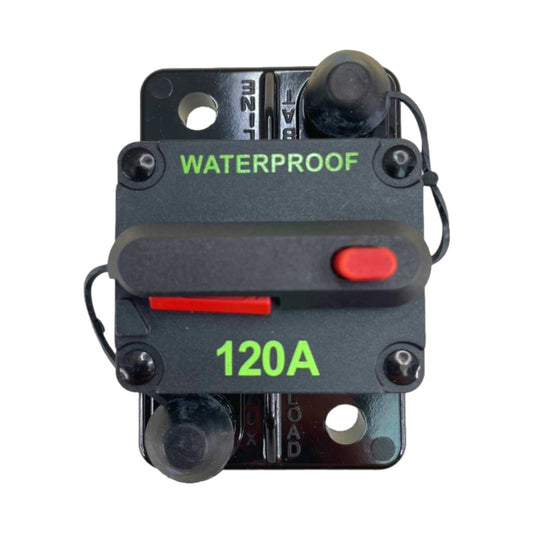 Pactrade Marine Boat Auto Battery Trailer RV Trolling Motor Bus High-Amp Circuit Breaker 12-42V DC Maximum Black Waterproof Manual Reset Button UL Rated Electrical Switch Mount Cover (120 Amp)