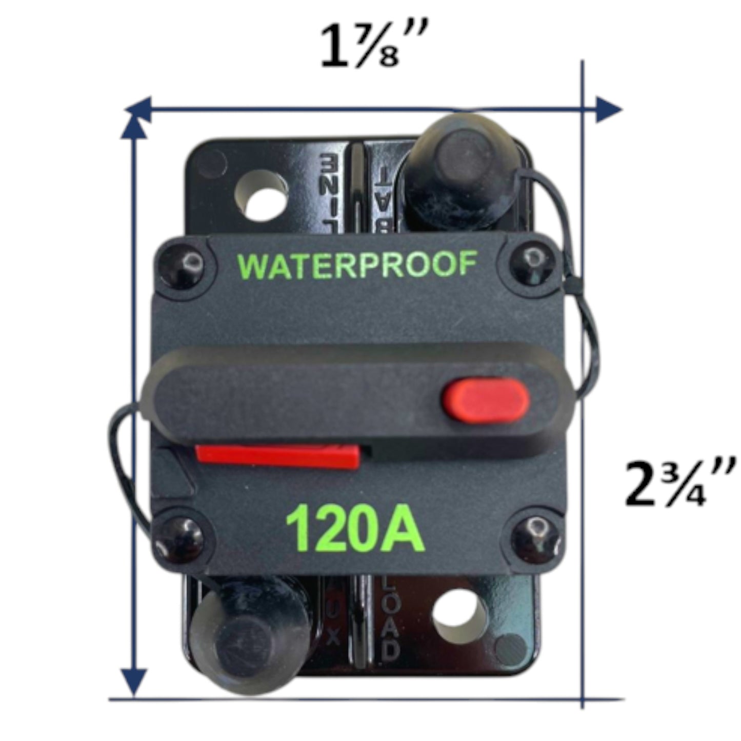 Pactrade Marine Boat Auto Battery Trailer RV Trolling Motor Bus High-Amp Circuit Breaker 12-42V DC Maximum Black Waterproof Manual Reset Button UL Rated Electrical Switch Mount Cover (120 Amp)