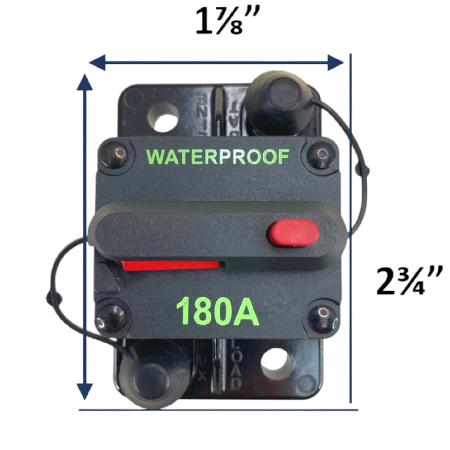 Pactrade Marine Boat Auto Battery Trailer RV Trolling Motor Bus High-Amp Circuit Breaker 12-42V DC Maximum Black Waterproof Manual Reset Button UL Rated Electrical Switch Mount Cover (180 Amp)