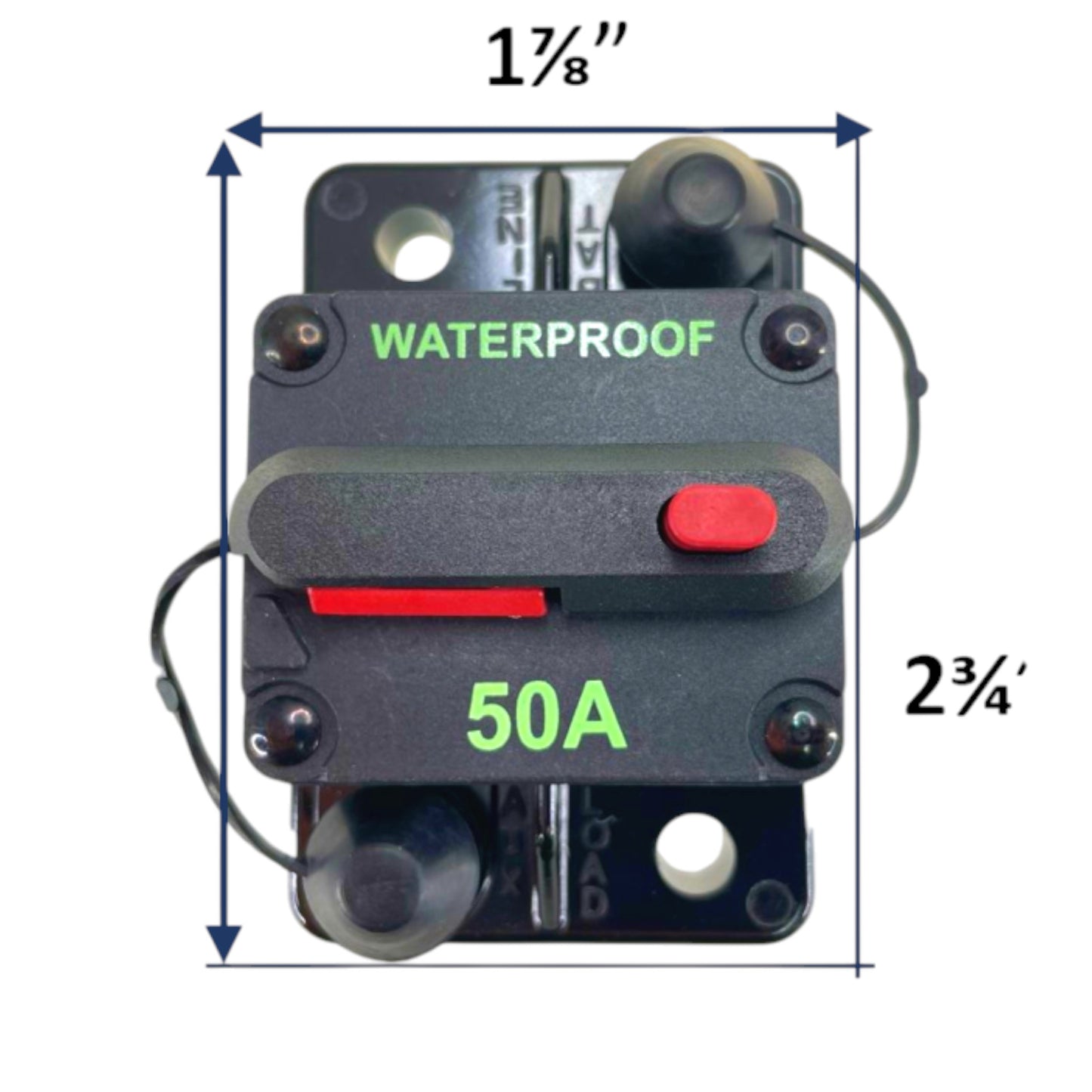 Pactrade Marine Boat Battery Trailer RV Trolling Motor Bus High-Amp Circuit Breaker 12 to 42 Volts DC Maximum Black Waterproof with Manual Reset Button UL Rated Electrical Switch Mount Cover (50 Amp)