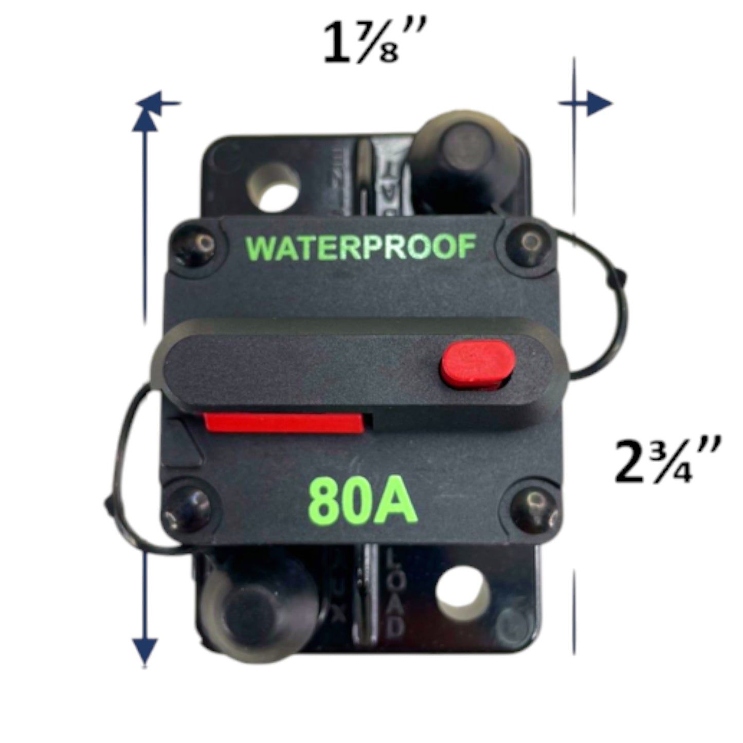 Pactrade Marine Boat Auto Battery Trailer RV Trolling Motor Bus High-Amp Circuit Breaker 12-42V DC Maximum Black Waterproof Manual Reset Button UL Rated Electrical Switch Mount Cover (80 Amp)