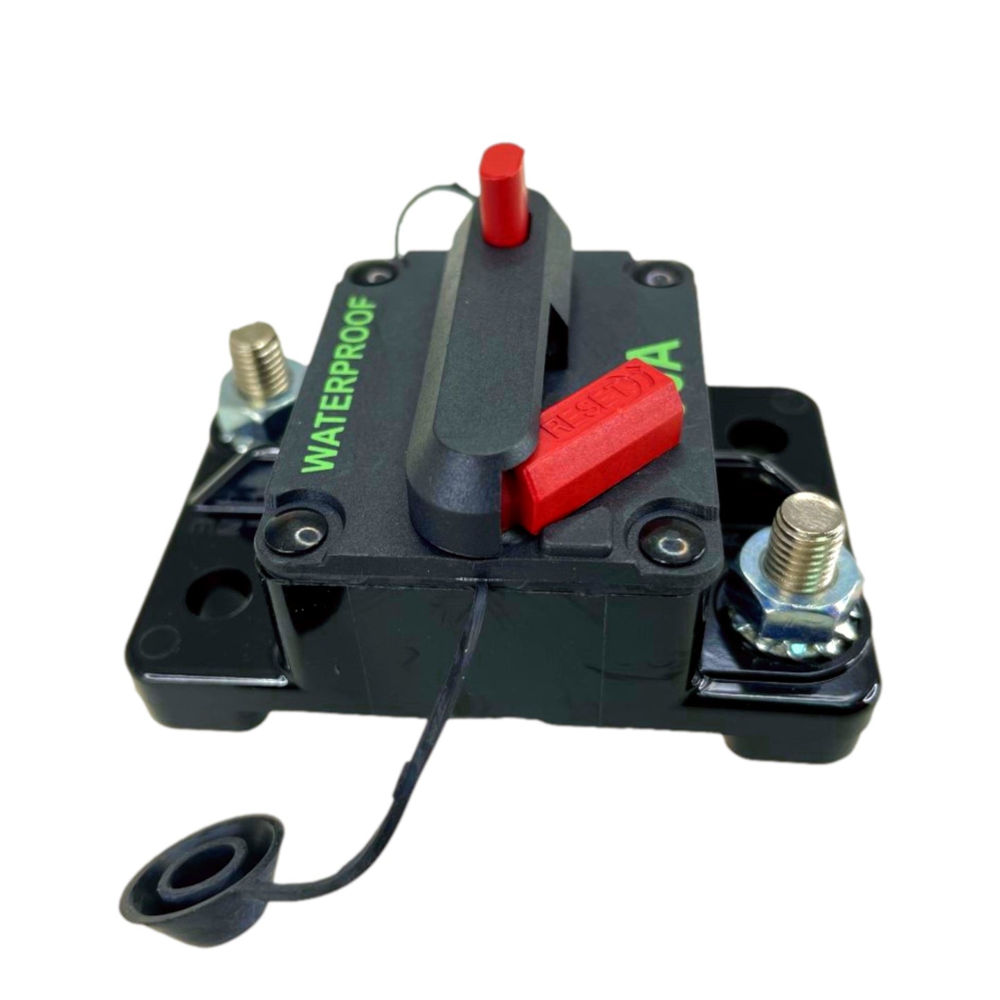 Pactrade Marine Boat Auto Battery Trailer RV Trolling Motor Bus High-Amp Circuit Breaker 12-42V DC Maximum Black Waterproof Manual Reset Button UL Rated Electrical Switch Mount Cover (180 Amp)