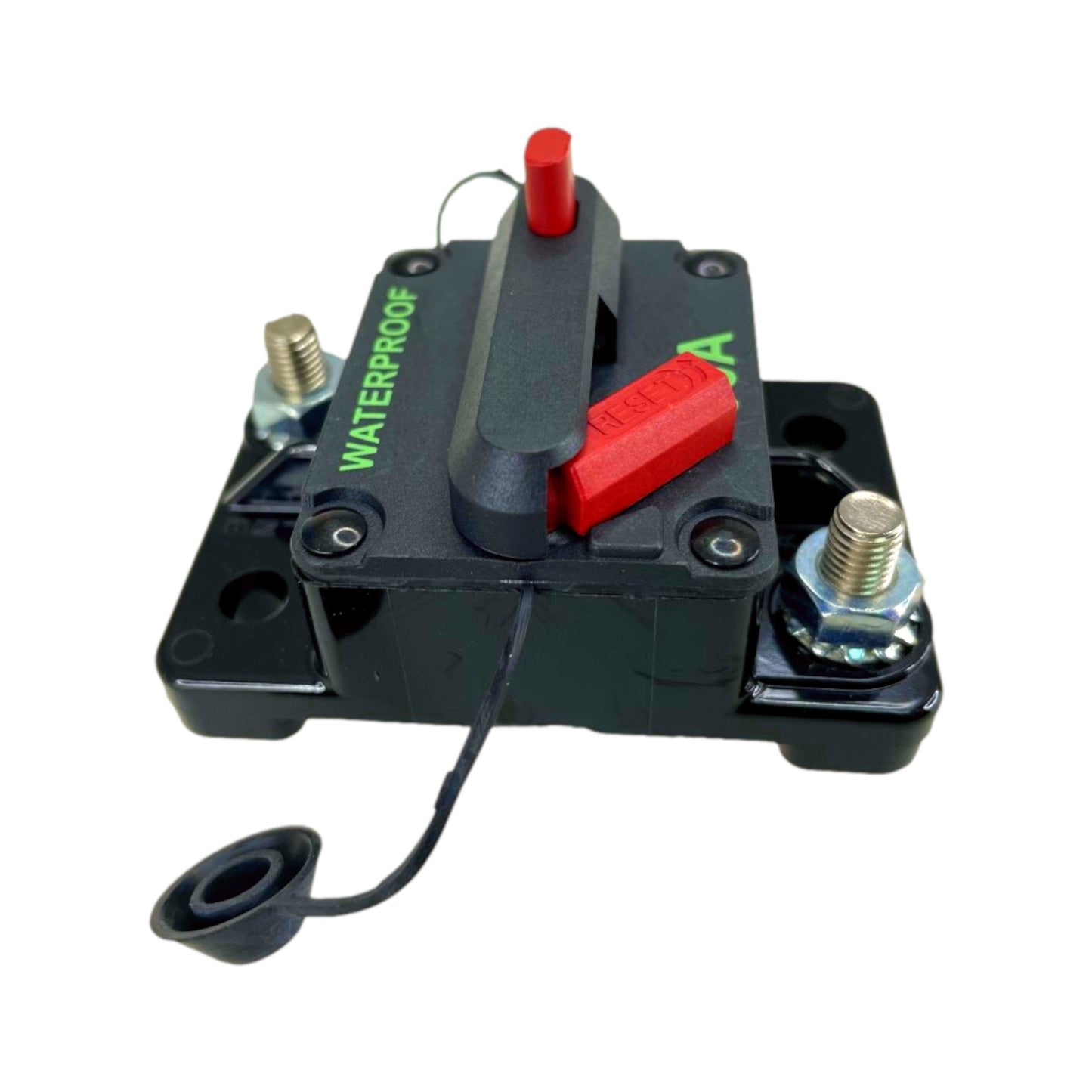 Pactrade Marine Boat Auto Battery Trailer RV Trolling Motor Bus High-Amp Circuit Breaker 12-42V DC Maximum Black Waterproof Manual Reset Button UL Rated Electrical Switch Mount Cover (150 Amp)