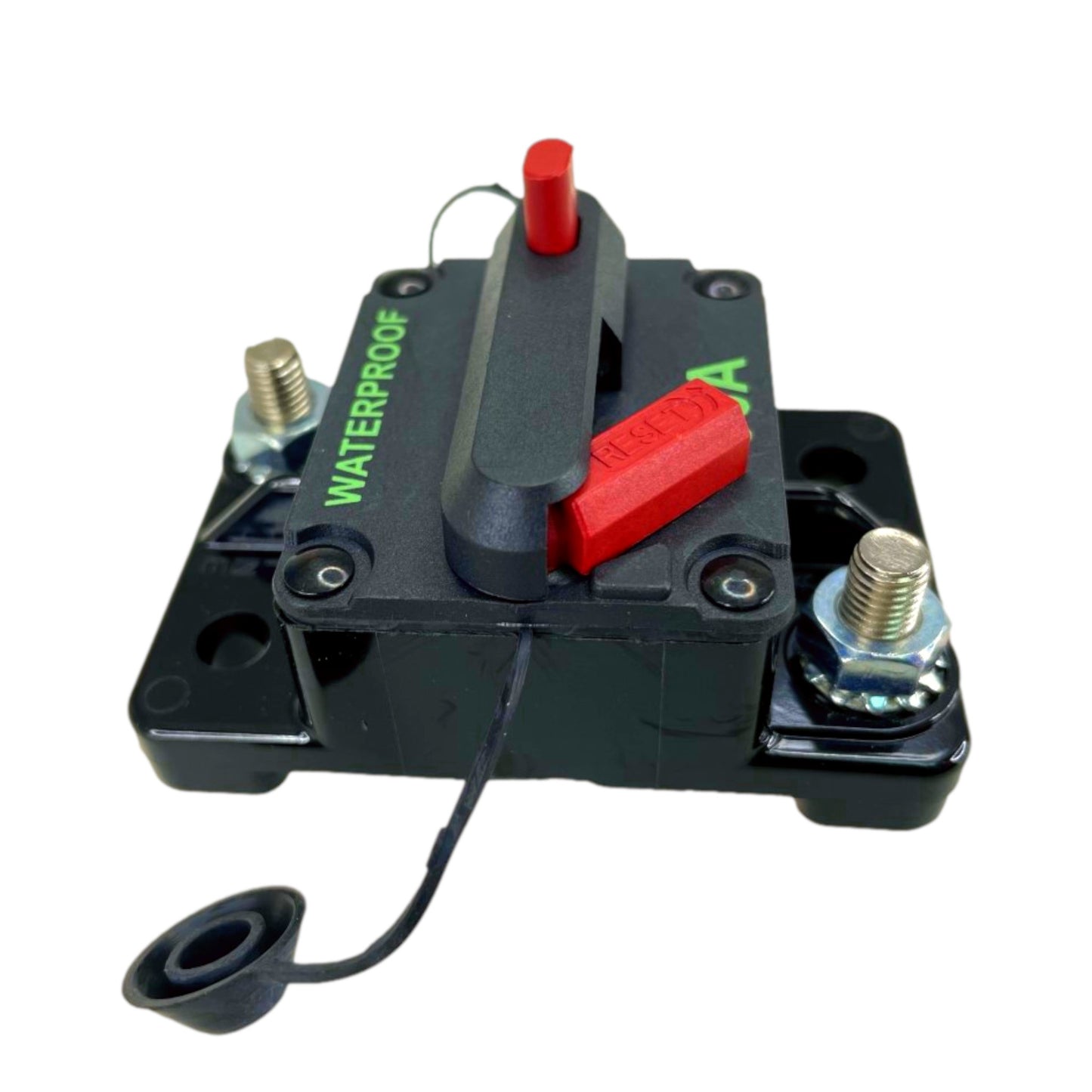 Pactrade Marine Boat Auto Battery Trailer RV Trolling Motor Bus High-Amp Circuit Breaker 12-42V DC Maximum Black Waterproof Manual Reset Button UL Rated Electrical Switch Mount Cover (120 Amp)