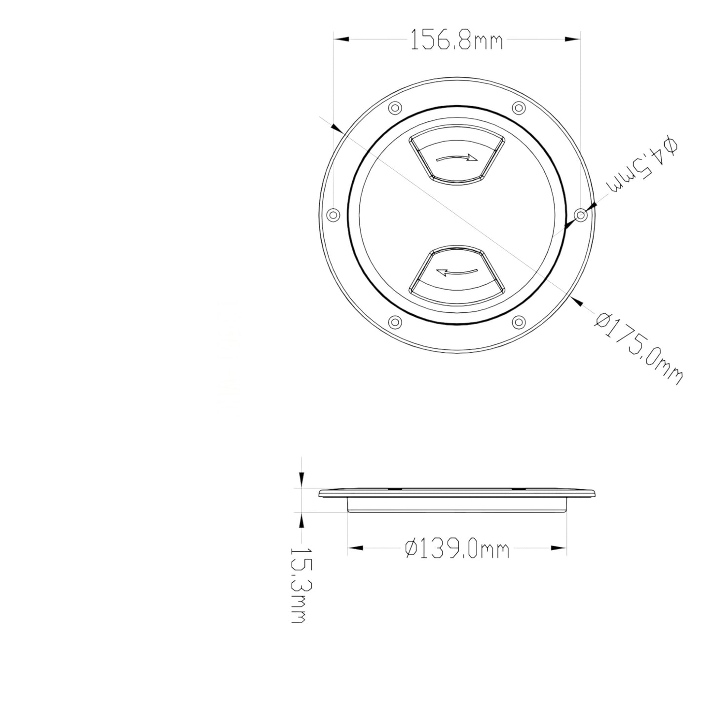 Pactrade Marine Boat White Plastic Deck Plate 5"D Waterproof Inspection Bayonet Type