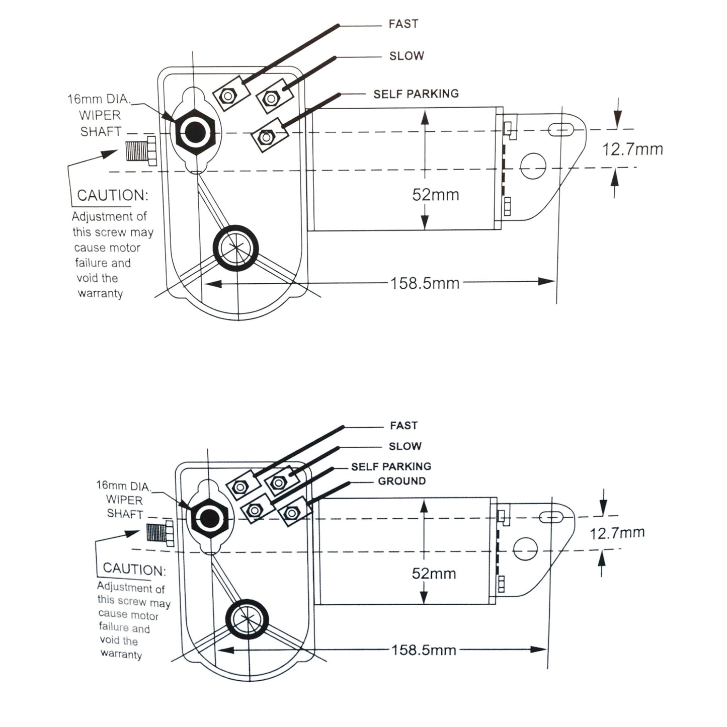 Pactrade Marine Boat Heavy Duty Wiper Blade Motor 110 Deg Adjustable 2.5" Shaft Two Speed