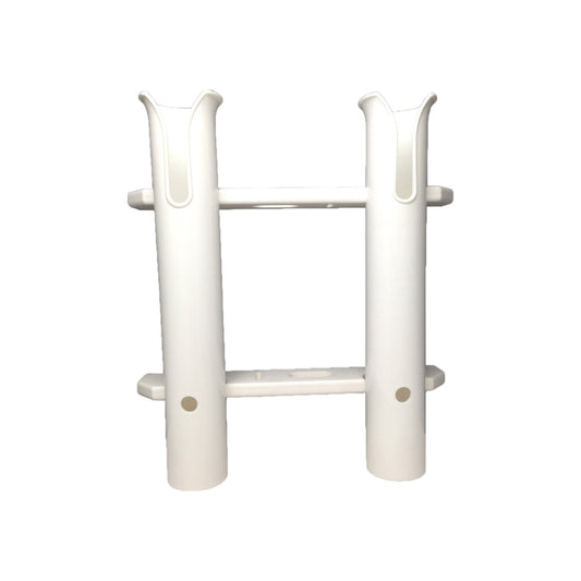 Pactrade Marine Boat White UV Stabilized Plastic Fishing Rod Holder Two Tube Dual