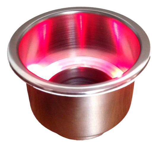 RV MARINE BOAT STAINLESS STEEL 304 LED RED CAN DRINK HOLDER 3/8" DRAIN TUBE