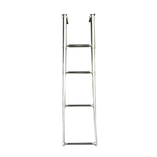 Pactrade Marine Boat SS 4 Steps Telescopic Ladder Over Platform Rubber Foot Grips