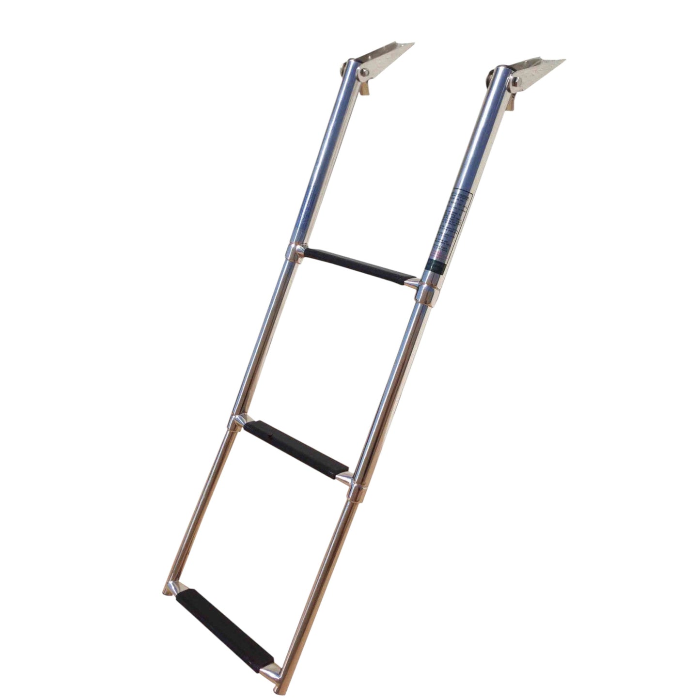 Pactrade Marine Boat Stainless Steel 3 Step Telescopic Folding Ladder w/ Rubber Foot Grips