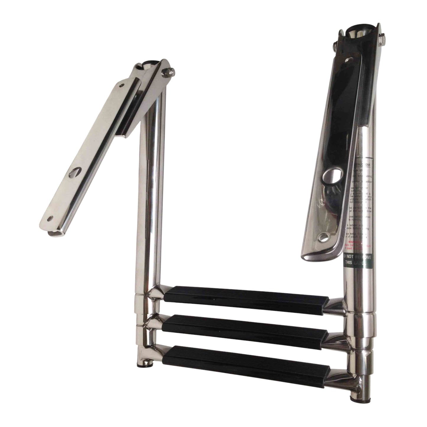 Pactrade Marine Boat Stainless Steel 3 Step Telescopic Folding Ladder w/ Rubber Foot Grips