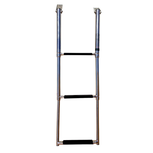 Pactrade Marine Boat Stainless Steel 3 Step Telescopic Folding Ladder w/ Rubber Foot Grips