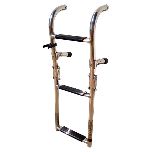 Pactrade Marine Boat Three Steps Foldable Ladder Stainless Steel Luxury 23.5"Long