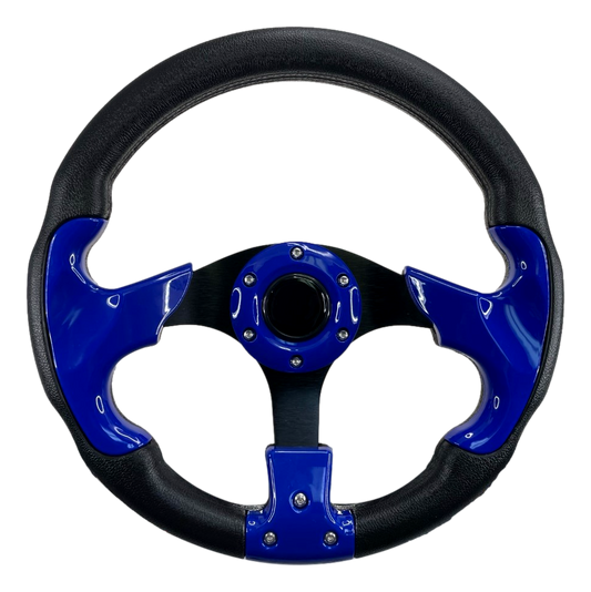 Pactrade Marine Boat Pontoon Non-Magnetic Steering Wheel Aluminum Frame Polyurethane (PU) Sleeves 3 Spokes 12-1/2" Diameter Aluminum Hub with 3/4" Tapered Bore (Navy Blue, Black Spokes)