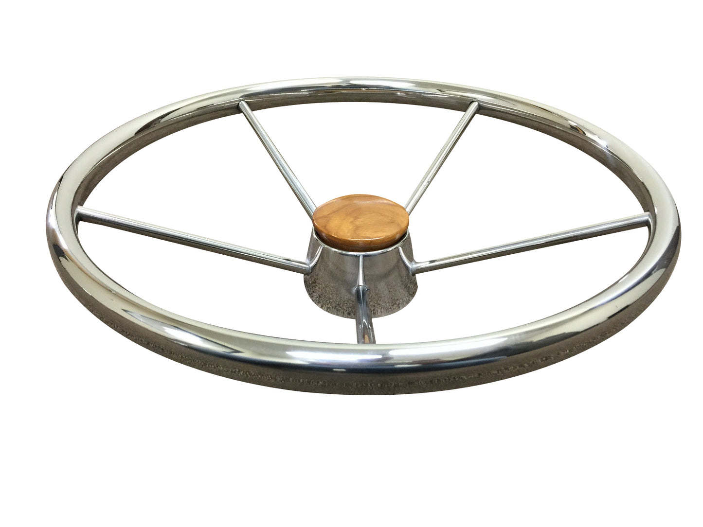 PactradeMarine Destroyer Style SS304 Five Spoke Steering Wheel With Teak Cap