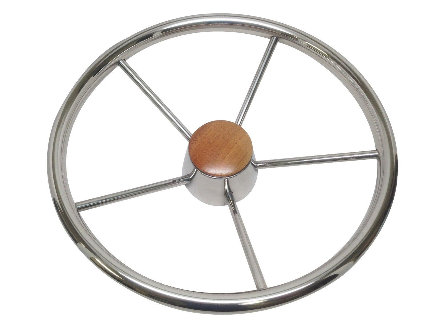 PactradeMarine Destroyer Style SS304 Five Spoke Steering Wheel With Teak Cap