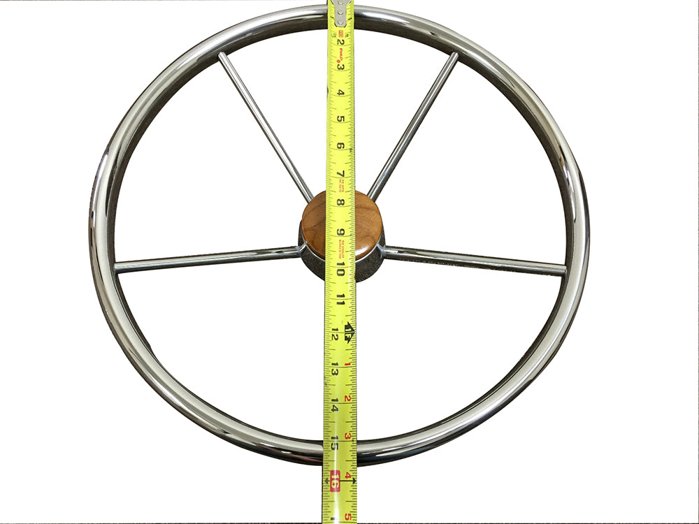 PactradeMarine Destroyer Style SS304 Five Spoke Steering Wheel With Teak Cap