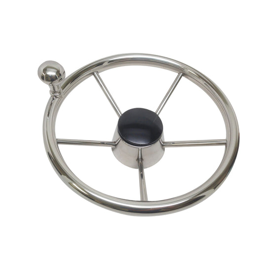 Pactrade Marine 5 Spoke 11" Stainless Steel Steering Wheel w/ Turning Knob